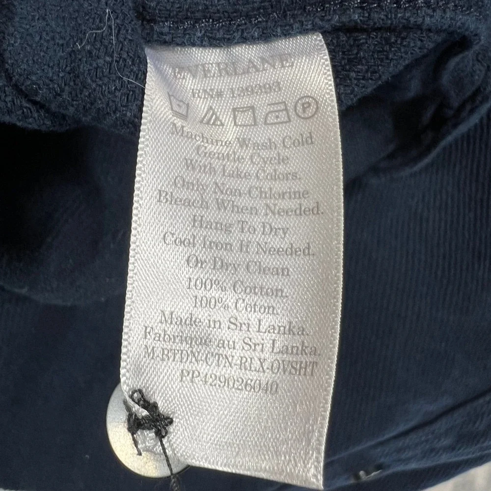 EVERLANE Shirt Jacket Mens Medium Navy Blue Cotton Flannel Shacket Twill Cotton